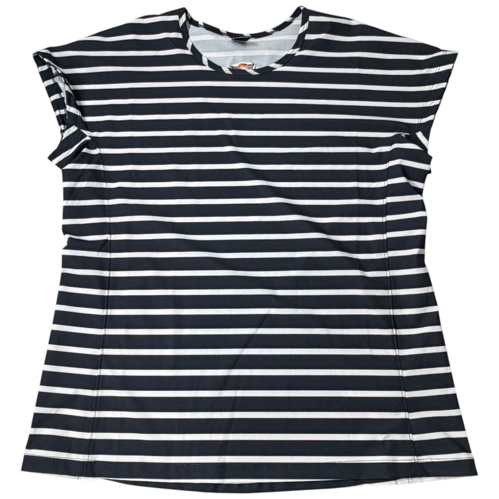 Helly Hansen Womens Black White Striped Short Cap Sleeve T-Shirt Small 34350 S